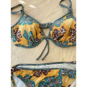 VTG Endless Sun Swimwear Bikini SwimSuit Tropical Floral Tribal Animal Print M/L